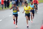 Mo Farah and Haile Gebrselassie lead the BUPA Great North Run.
